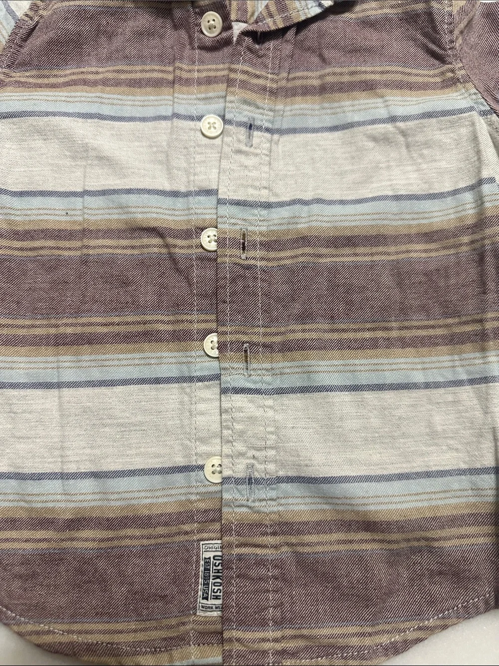 OshKosh B'gosh Mauve, Light Blue & Cream Striped Button-Down Shirt